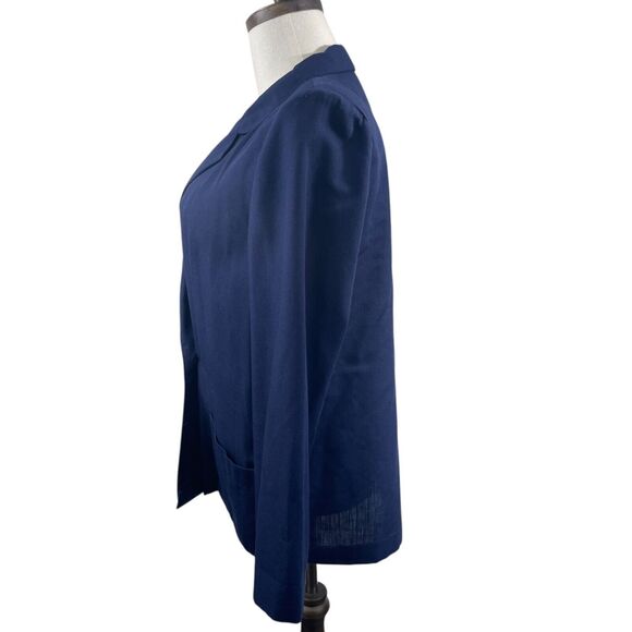 VTG 80s Sag Harbor Navy One Button Blazer L Office Siren Corpcore Shoulder Pads - Picture 4 of 9